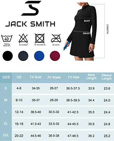 Jack Smith ženska teniska haljina za golf duge rukave vlage koja gricka atletska haljina s kratkim hlačama s 4 džepa