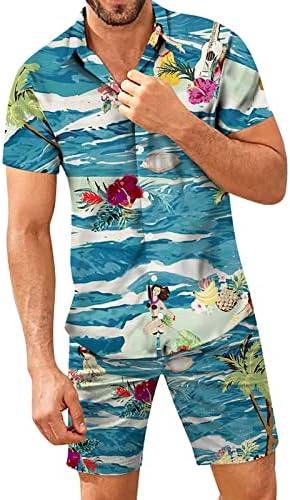 2 komadića odjeća za muškarce plus tropska havajska košulja i kratki setovi 3D print blagdanski mišić majice