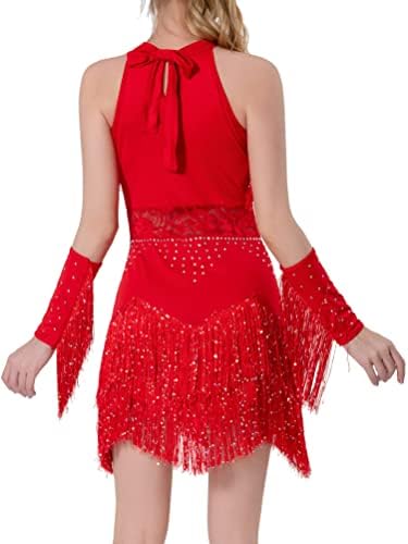 Aislor ženska svjetlucava rinestona obrubljena latino plesna haljina tango rumba balska plesna kostim