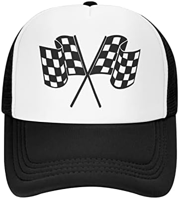 Karirane zastave trkački automobil mreža šešir modni bejzbol kape crne rešetke kamionder hats golf suncat