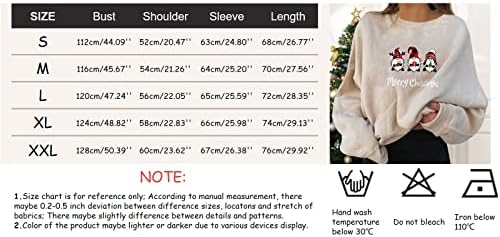 Božićni ženski praznični pulover Zabavni grafički tisak posada vrat dugih rukava duksevi vrhovi znoj odijelo žene