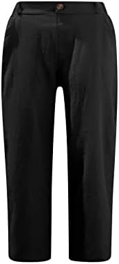 Capri hlače za žene povremene modne solidne gumbe Ljetne ravne obrezane hlače