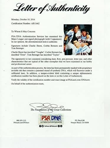 Charlie Sheen, Tom Berenger i Corbin Benson Autographed potpisani 11x14 Fotografija s PSA/DNK pismo za provjeru autentičnosti