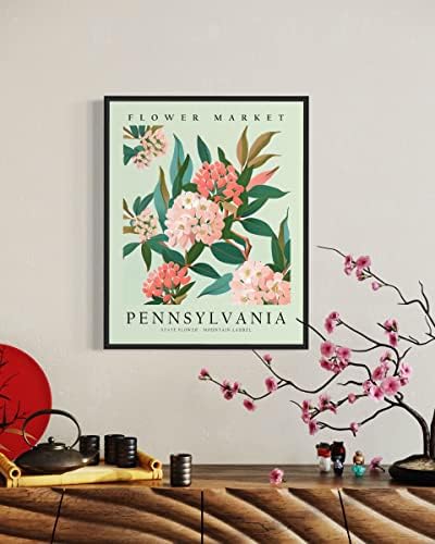 Pennsylvania cvjetna tržišta umjetnički tisak, planinski lovor cvjetni zid umjetnost, cvjetni umjetnički dekor za spavaću sobu, kuhinju,