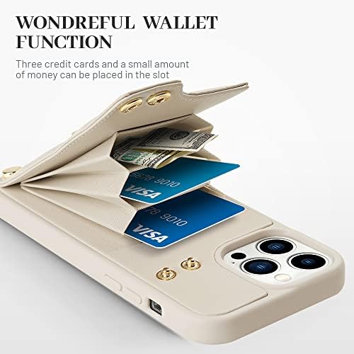 Torbica-novčanik LAMEEKU za iPhone 13 Pro Max 6,7 inča, kožna torbica s držačem za kartice, stalak za metalni prsten s okretanjem za