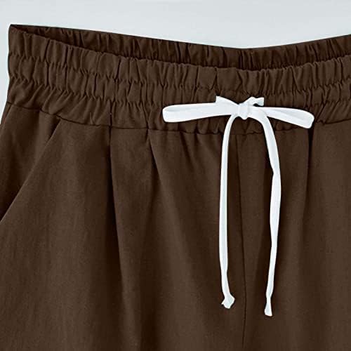 Ljetne kratke hlače za žene plus ležerna elastična struka povremene kratke hlače solidne boje Bermuda salon kratkih hlača s džepovima