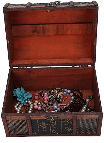 Drvene škrinje za nakit za držač ogrlice, vintage kutija za skladištenje nakita Dekoracija zaštićena od prašine kutija vintage kutija
