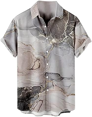 BMISEGM Ljetne košulje za muškarce za muškarce modno proljeće ljeto povremeni kratki rukav, vrat u vratu, tiskane majice 50 -ih