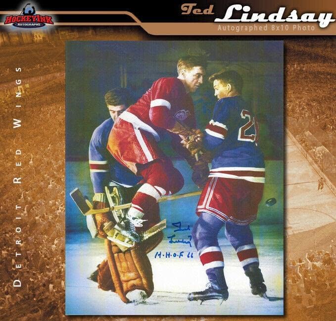 Ted Lindsay potpisao Detroit Red Wings 8 x 10-70297A - Autografirane NHL fotografije