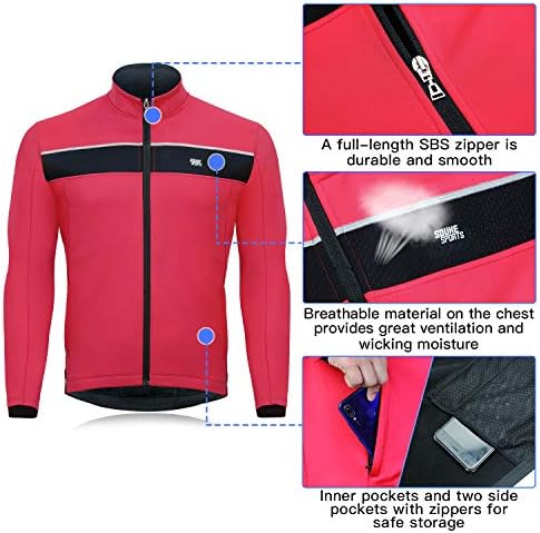 Souke Sports muška zimska jakna za biciklizam, toplinski vjetrovi otporni na vjetar vjetra