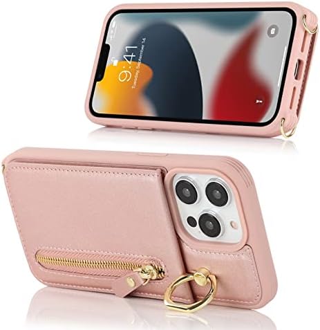 Ženska torbica Jaorty za iPhone 13 Pro s držačem kartica, torbica-novčanik za telefon iPhone 13 Pro s remenom, navlake za шнурках preko