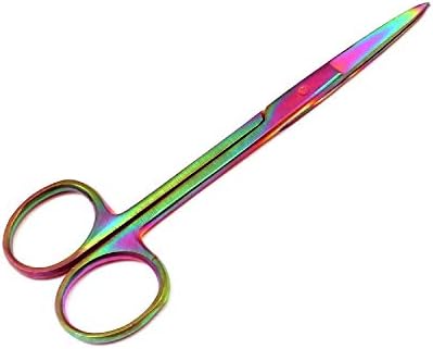 DDP Multi -Color Rainbow Supercut Iris Micro Scissors 4,5 Ravno s jednim nazubljenim nožama od nehrđajućeg čelika