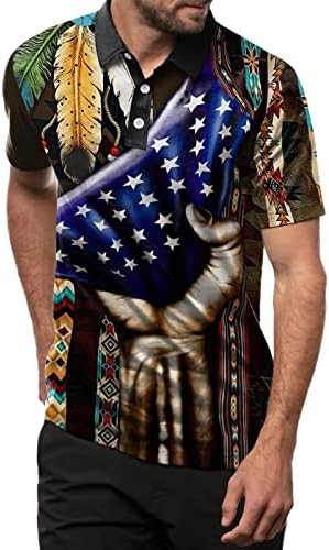 XXBR Patriotske polo majice za muške retro američke zastave etničke indijske majice vrhovi ljetni trening kratkih rukava casual golf