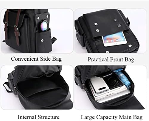 Komshu ruksak muški ruksak PU kožni ruksak ， vintage 15,6 inča laptop DayPack ， klasični stil poslovanja 、 Leisure Travel 、 Škola 、