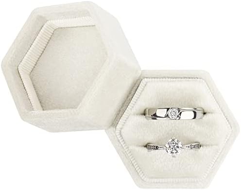 Kutija za prstenje u paketima-prekrasan vrhunski Vintage držač dvostrukog prstena s uklonjivim poklopcem za prijedlog za brak, zaruke,