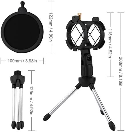 Stalak za stolni mikrofon br., stalak za mikrofon stalak za stolni stativ s nosačem za udarce prijenosni držač mikrofona i dvostruke