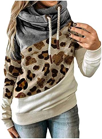 IcoDod plus size ženske kapuljače kapuljača kapuljača dukserica casual leopard print nadilazi vrhove SPICE SPICE dugih rukava