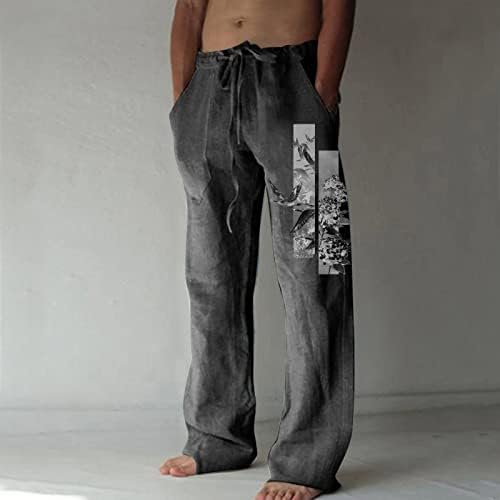 Hlače širokog kroja Muška moda ležerna osobnost pamučne hlače Na vezanje s džepovima i printom velike veličine jednostavne
