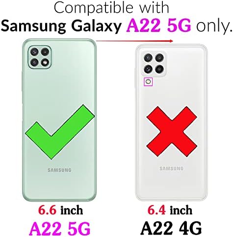 Asuwish Kompatibilan sa Samsung Galaxy A22 5G / Boost Mobile Celero 5G Torbica-novčanik i zaštitna folija za zaslon od kaljenog stakla