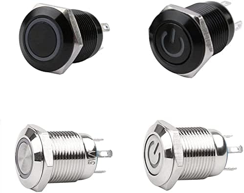 UNCASO 12 mm vodootporni oksidirani prekidač za crne metalne gumbe s trenutnim zasunom LED žaruljom prekidač za struju 3V 5V 6V 12V