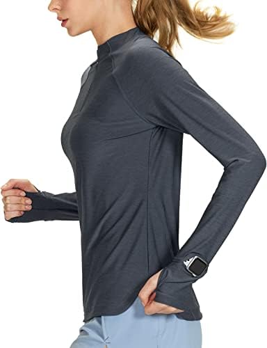 TSLA za žensku četvrt pulovera s patentnim zatvaračima, brza suha vježba dugih rukava, lagana atletska majica