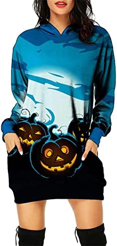 Halloween dukserice kapuljače za žene s kapuljačom dugačka kapuljača casual dugih rukava za skakače s džepovima