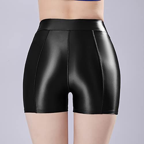 Ženske sjajne biciklističke kratke kratke hlače sjajne Wetlook visoki struk Dance Bottoms Hipster Rave Booty Active Shorts