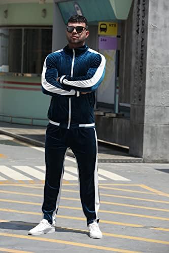 RPOVIG VELOR TRACKSUIT Sweatsuit Velvet: Muška staza za trčanje 2 komada set Zip Up Twishirts Jackets hlače s džepovima