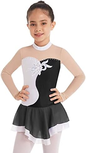 Kvysinly Kids Girls Figura valjka za klizanje leda s baletima dugih rukava baleta balerina balerina plesna haljina plesna odjeća