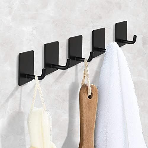 Ljepljive kuke crna teška dužnost štapića na zidnim kukama kuke za ručnike kuke vodootporne kuke za ručnike od nehrđajućeg čelika ljepljive