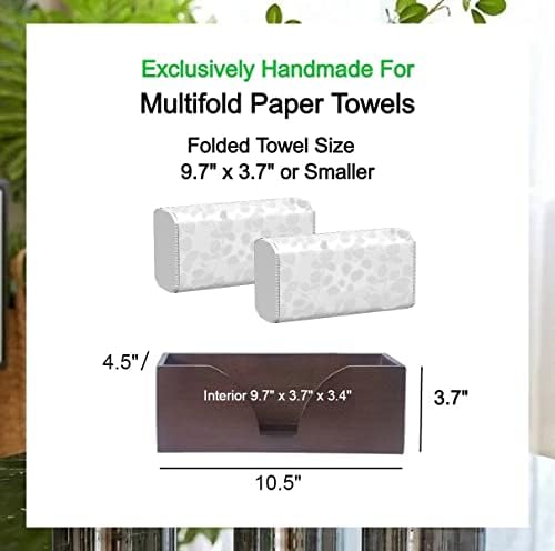 Countertop Multiflold Papir ručnik dozator u tamnom orahu - bambusov drveni presavijeni papirnati držač ručnika - za multiflold, trifold,