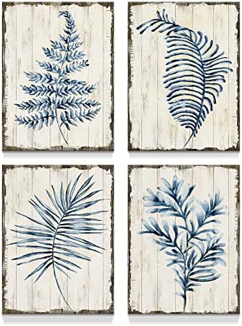 Listova platna Slikanje zidne umjetnosti: Plava biljka slika sočni dekor Botanički dekoracija za ispis za set spavaće sobe u kupaonici