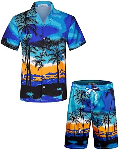 Aptro muški havajski setovi Brzo suhi opušteni fit 4 načina natečne košulje na plaži