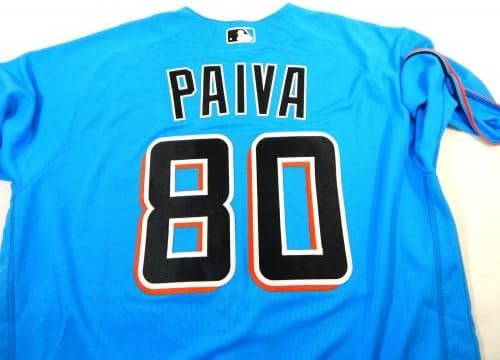 Miami Marlins Codie Paiva 80 Igra izdana Blue Jersey 46 DP21987 - Igra korištena MLB dresova