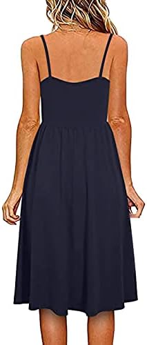 Ljetne haljine za žene 2023., modni sarafani A-kroja Bez rukava s izrezom u obliku slova u, ležerna haljina za plažu s džepovima