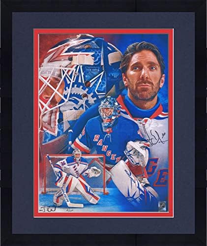 Uokvireni Henrik Lundqvist New York Rangers Autographed 16 x 20 Fotografije - stvorio i potpisao umjetnik Brian Konnick - Ograničeno