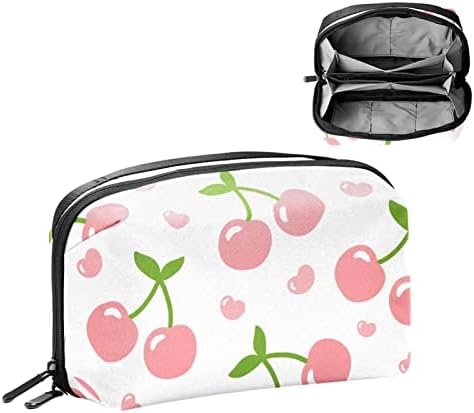 Kozmetička torba za žene preslatke prostrane vodootporne putne kozmetičke torbe koraljno ružičasta s uzorkom voćnih trešanja toaletna