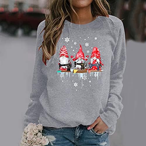 Žene Sretan božićni print pulover dukvica dukserice dugih rukava Smiješni odmor casual Crewneck Top za odmor