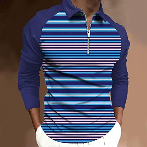 XXBR 2022 Nove polo majice za muške, zip up vrat dugi rukav blok patchwork golf vrhovi casual mišićni dizajnerski košulja