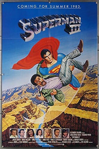 Superman III Original Warner Brothers Film Plakat 27x41 Presavijeno vrlo fino plus stanje Christopher Reeve Richard Pryor Margot Kidder