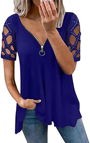 Majice Majice za žene modne Ležerne ljetne kratke rukave s četvrtastim dekolteom slobodnog kroja Modne gradijentne lagane