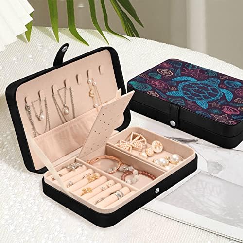 Mnsruu kutija za nakit kožni nakit Organizatorske kutije za žene djevojke, morske kornjače i školjka mali putni nakit kućište prijenosni