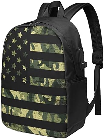 Ruksak američke zastave Laptop za muškarce Slim izdržljivi DayPack s USB portom putovanja casual 17 inčni prijenosni torba