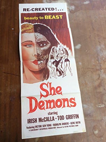 Ona demona, klasični horor filmski plakat 1958 Original 36 x 14