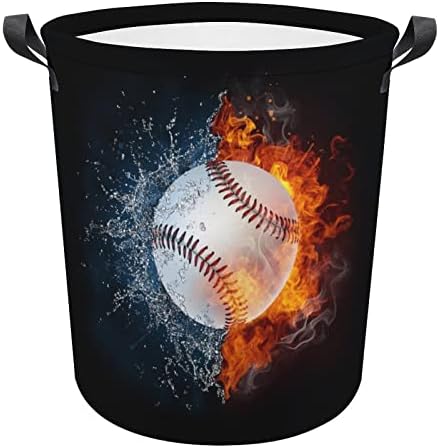 Baseball u vatri i vodi sklopiva košara za rublje košara za rublje s ručkama košara za pranje prljave odjeće torba za studentski dom,