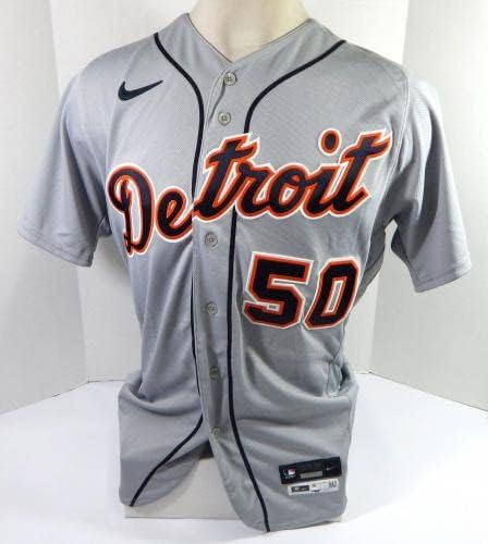 2021 Detroit Tigers Julio Teheran 50 Igra izdana POS Upotrijebljena siva Jersey 44T 001 - Igra Korištena MLB dresova