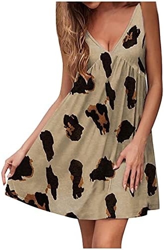 Modna ženska ljetna haljina bez rukava Bez rukava s izrezom u obliku leoparda u obliku leoparda
