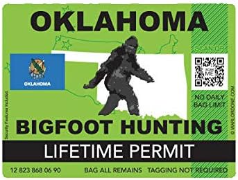 EW dizajnira Oklahoma bigfoot lov na naljepnicu naljepnica naljepnica vinil sasquatch lifetime naljepnica naljepnica vinil naljepnica