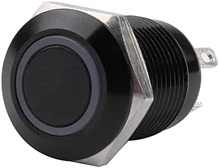 TPUOOTI 12 mm vodootporni oksidirani prekidač za crne metalne gumbe s trenutnim zasunom LED svjetiljkom prekidač za struju 3V 5V 6V