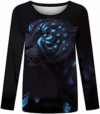 Majice dugih rukava ženske 3d životinjske tigraste grafičke majice casual labave lagane trenirke modne vrhove modne vrhove